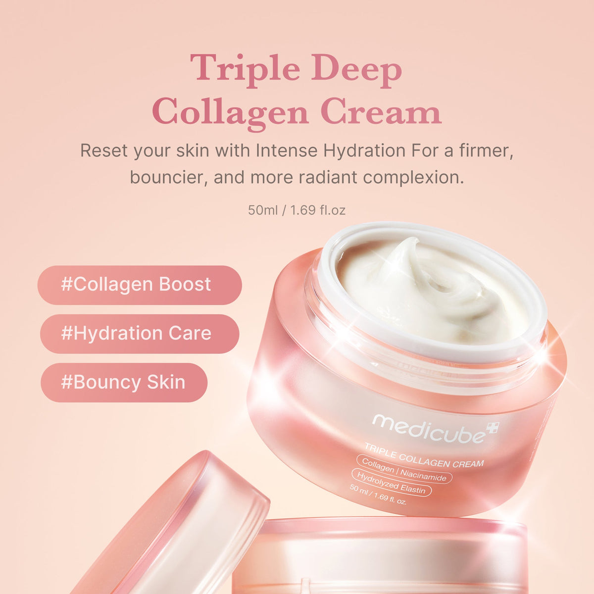 medicube Triple Collagen Cream - Hydrating & Firming Moisturizer with Hyaluronic Acid 50ml - image 2 - ArabiaGlow UAE