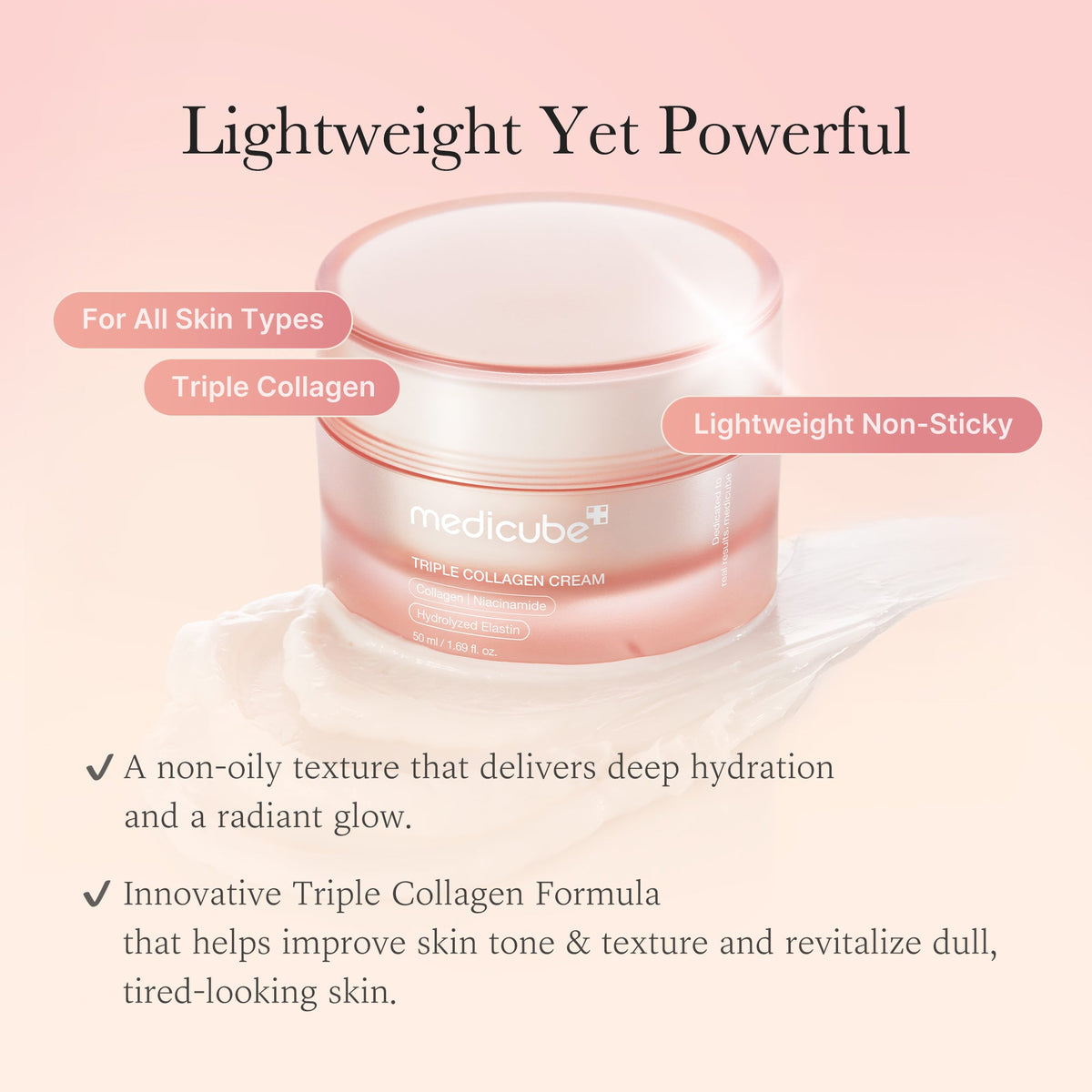 medicube Triple Collagen Cream - Hydrating & Firming Moisturizer with Hyaluronic Acid 50ml - image 3 - ArabiaGlow UAE