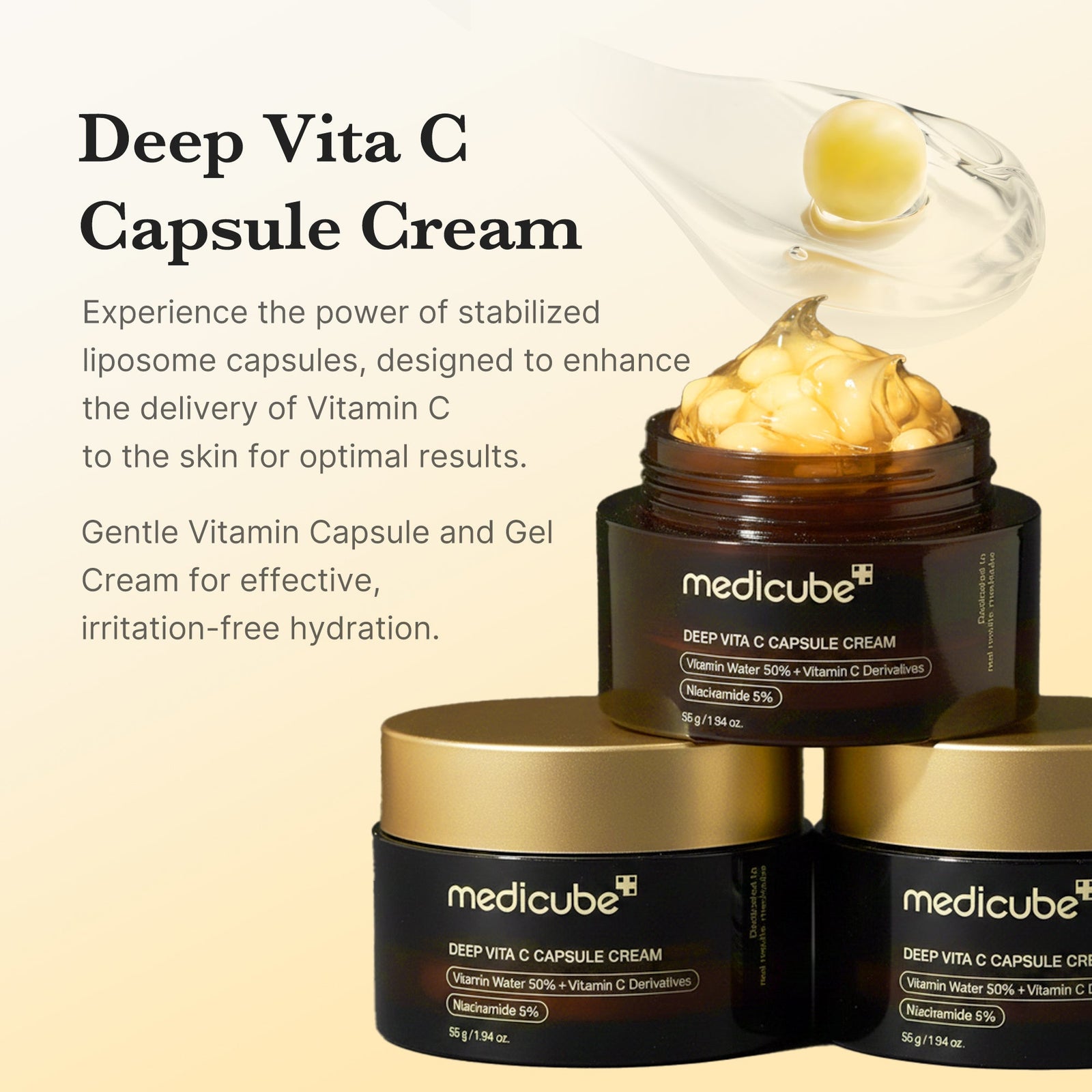 medicube Deep Vitamin C Golden Capsule Face Moisturizer - Liposome Capsules For Wrinkles Skin Radiance 55gm - image 3 - ArabiaGlow UAE