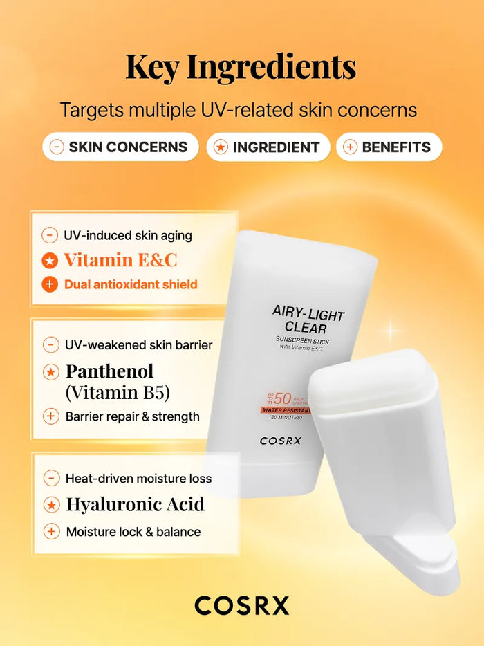COSRX AIRY-LIGHT OIL CONTROL CLEAR SUNSCREEN STICK SPF 50 – view 6