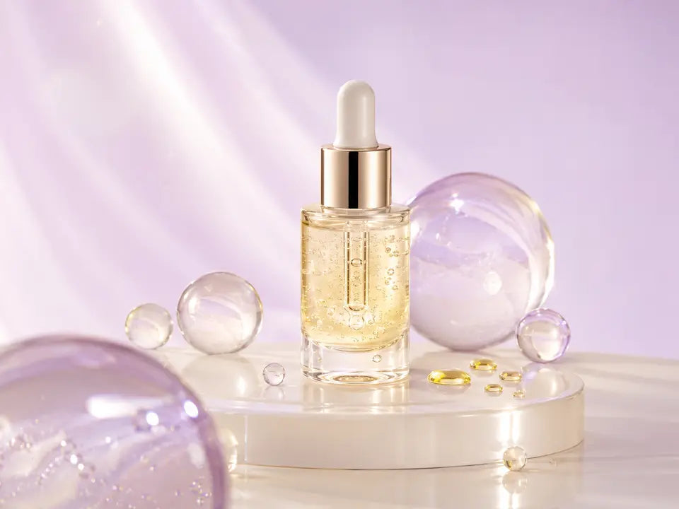 Premium skincare editorial for Advanced Snail 96 Mucin Power Essence
